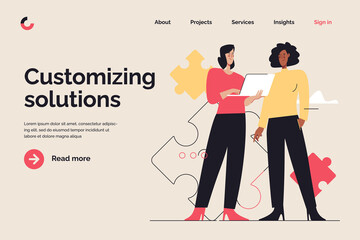 Business concept flat style outline vector illustration on the subject of teamwork and discussion of effective solutions. Editable stroke