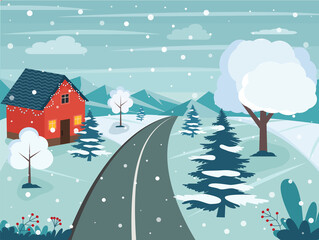 Wall Mural - Vector seamless winter landscape. christmas card Eps 10