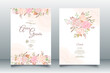 © MARIANURINCE - Wedding invitation card template set with beautiful  floral leaves Premium Vector