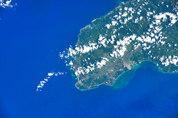 Wall Mural - clouds over jamaica. digital enhancement. elements of this image furnished by nasa