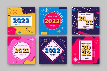 new year  2022 party instagram posts vector design illustration