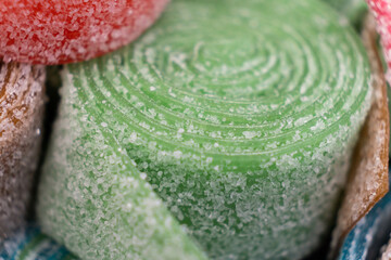 Wall Mural - Colorful sweet jelly and candies with sugar. Macro.