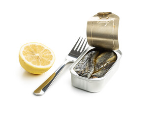 Poster - Canned sardines. Sea fish in tin can.