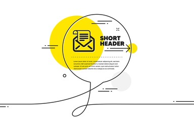 Poster - mail newsletter icon. continuous line chat bubble banner. read message correspondence sign. e-mail s