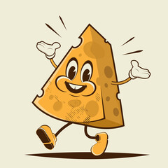 Wall Mural - funny cheese retro cartoon illustration