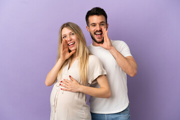 Wall Mural - Young couple pregnant and shouting