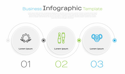 Canvas Print - Set line Juggling ball, Bowling pin and Monkey. Business infographic template. Vector