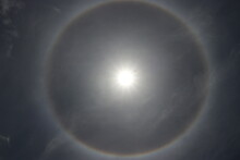 Sun Halo Or Known As Solar Halo Found In India In The Noontime With A Beautiful Rings Pattern Around The Sun