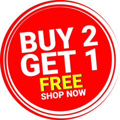 buy 2 get 1 free round shape sale banner red color. round shape banner vector style.