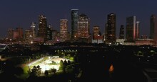 Aerial View Of Downtown Houston At Night