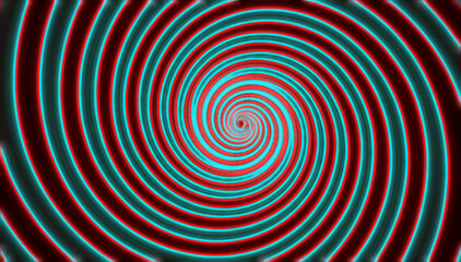 Canvas Print - Hypnosis visualisation conept endless spiral, electrify red color