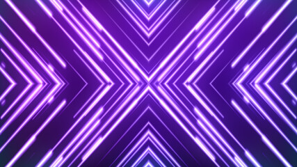 Poster - Line purple color and neon light geometric abstract background, 3d rendering animation 4k