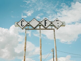 Vintage cafe sign, on Route 66 in Texas