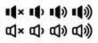 Audio speaker volume icon set. Vector illustration. Sound volume icon.