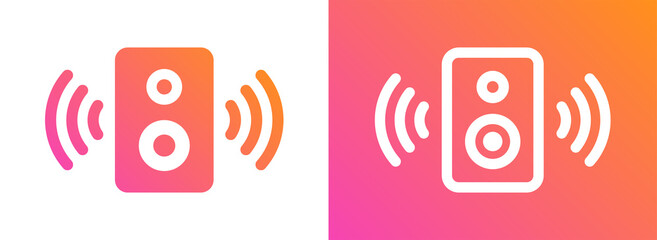 Poster - Music speaker icon vector illustration. Loud woofer box symbol
