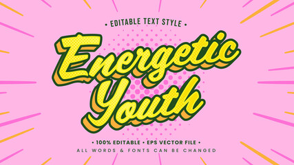 Poster - Energetic Youth 3d Text Style Effect. Editable illustrator text style.