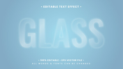 Fototapete - Glossy Clear Glass 3d Text Style Effect. Editable illustrator text style.