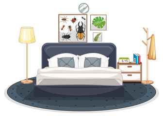 Wall Mural - bedroom furniture set on white background