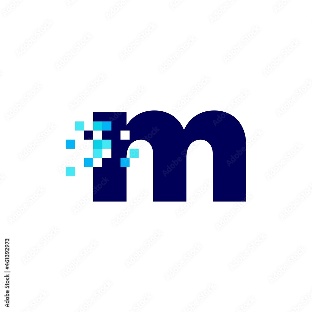 m letter lowercase pixel mark digital 8 bit logo vector icon ...