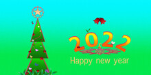 Happy New Year & Merry Christmas 2022 Celebration Abstract Background Greeting Card Poster Wallpaper Modern Style Image