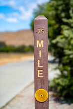 Mile Marker On A Hiking Trail, Fremont Central Park	