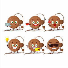 Wall Mural - Firecracker ball cartoon character with various types of business emoticons