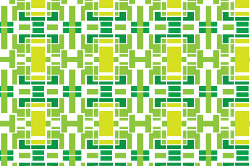 Poster - letter H pattern combined with rectangle shape. multicolored green seamless pattern design template.