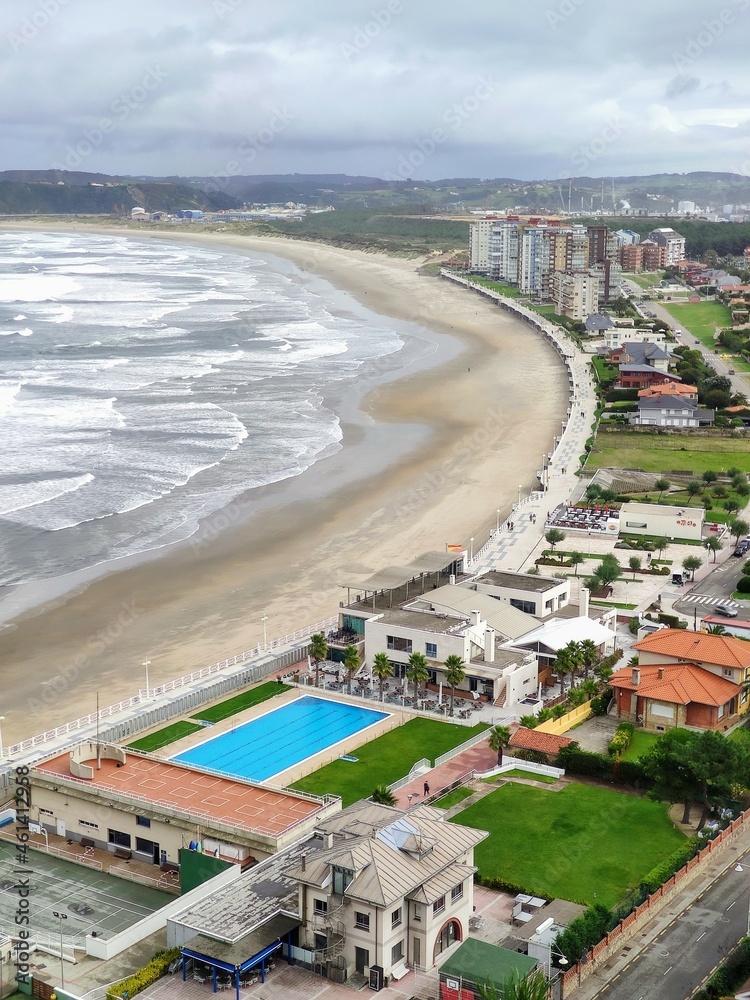 Salinas city and beach, Castrillon municipality, Asturias, Spain
