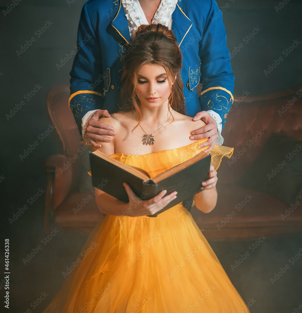 medieval yellow princess dress Vintage / Retro Medieval Bling Bling Yellow Prom Dresses Prom Dresses 2024  3D Lace Floor-Length / Long U-Neck Long Sleeve Ball Gown Cosplay Prom
