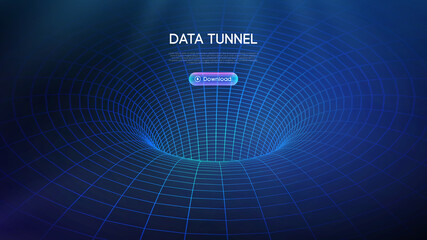 Fototapete - Big data tunnel vector illustration. Abstract digital background. Computer data tunnel technology. Sorting data and network security. Innovation technology business abstract background.