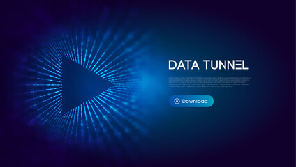 Fototapete - Triangle tunnel big data vector illustration. Abstract digital background. Computer triangle tunnel technology background. Sorting data and network security. Innovation technology business abstract