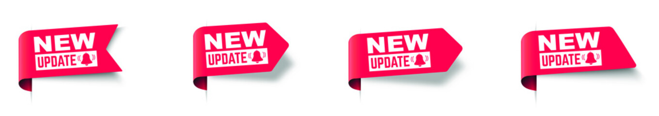 Poster - Vector Illustration Modern Label New Update Set With Bell. Web Banner Element.