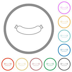 Sticker - Sausage outline flat icons with outlines