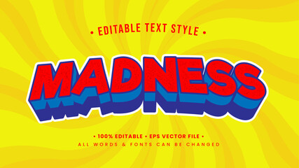 Poster - Madness Vintage Retro 3d Text Style Effect. Editable illustrator text style.