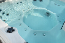 Luxury Bathtub, Jacuzzi For Therapeutic Massage And Relaxation Close-up.