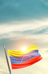 Venezuela national flag cloth fabric waving on the sky - Image