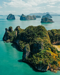 Beautiful view of nature with a calm, blue sea and islands