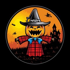 Wall Mural - monster scarecrow halloween vector illustration