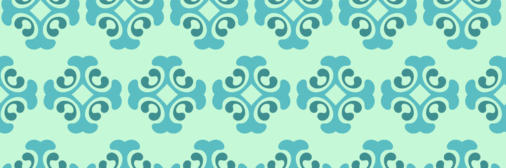 Wall Mural - Abstract background and pattern with simple decorative elements on blue green background. Seamless pattern, texture. Vector image.