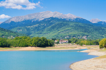 Sticker - Calm lake, Lake Plastira.Adventures with 4x4 on passable dirt roads, cycling and hiking