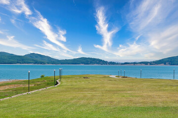 Sticker - Calm lake, Lake Plastira.Adventures with 4x4 on passable dirt roads, cycling and hiking