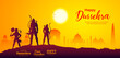 Lord Rama and Ravana in Dussehra Navratri festival of India poster
