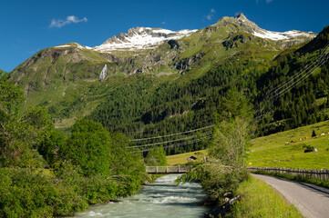 Wall Mural - Valley in the Austrian alps in summer on a sunny day