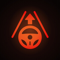 Autopilot warning light on car dashboard vector illustration.