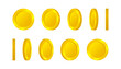 Set of rotation gold coins at different angles for animation. Vector illustration