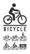 Bicycle, electric bike and sharing icon: silhouette symbol with rider on road sign and bike lane.