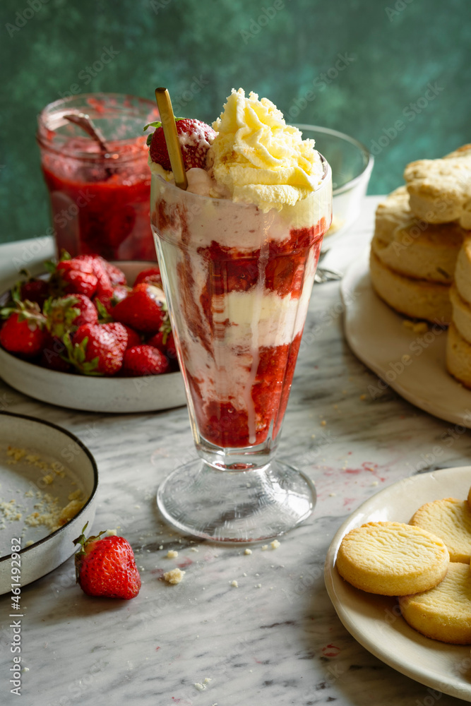 Strawberry Shortcake Ice Cream Sundae Stock Photo | Adobe Stock