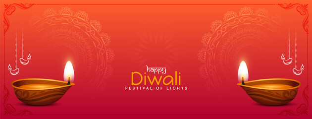 Wall Mural - Beautiful Happy Diwali festival greeting stylish banner design