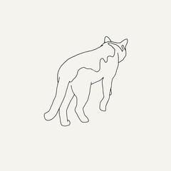 Cat walking away vector illustration in doodle style