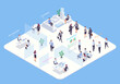 Employment agency isometric concept. 3d infographics of a recruiting agency. Vector illustration.